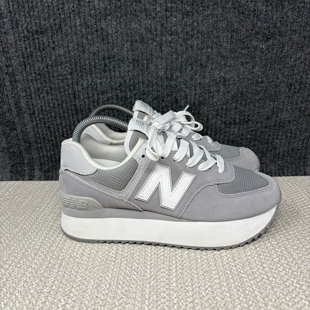 New Balance 574 + Plus Platform Shadow Grey White Shoes Women’s 9 WL574ZSD